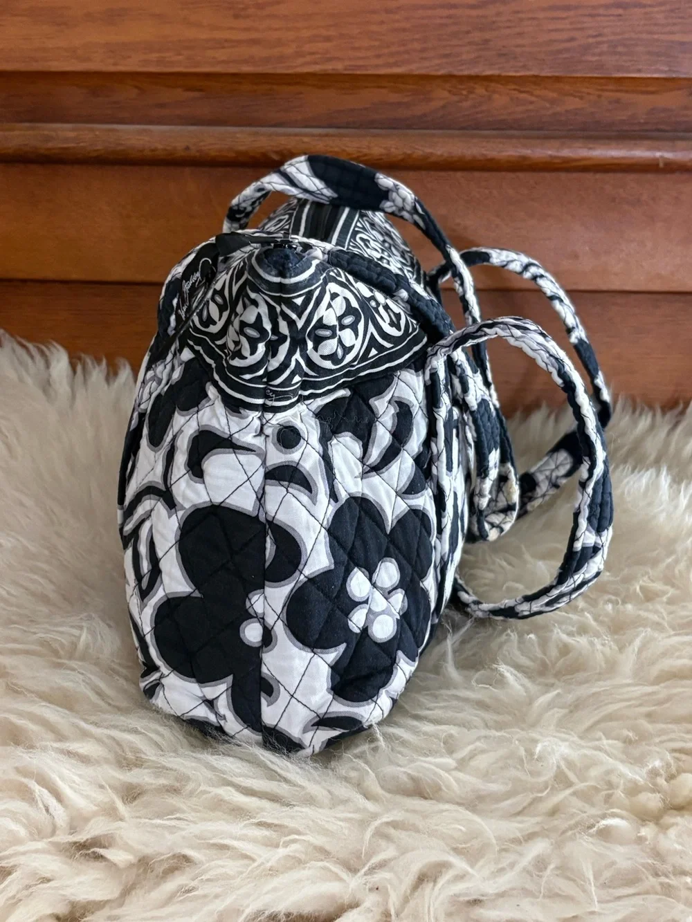 Vera Bradley ‘Night and Day’ Black and White Floral Quilted Tote Bag